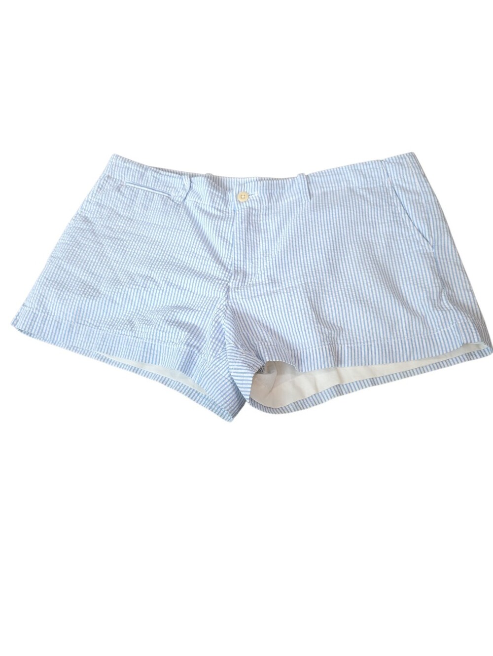 Ralph Lauren Sport Light Blue Seersucker Women’s Short Shorts 12 Preppy